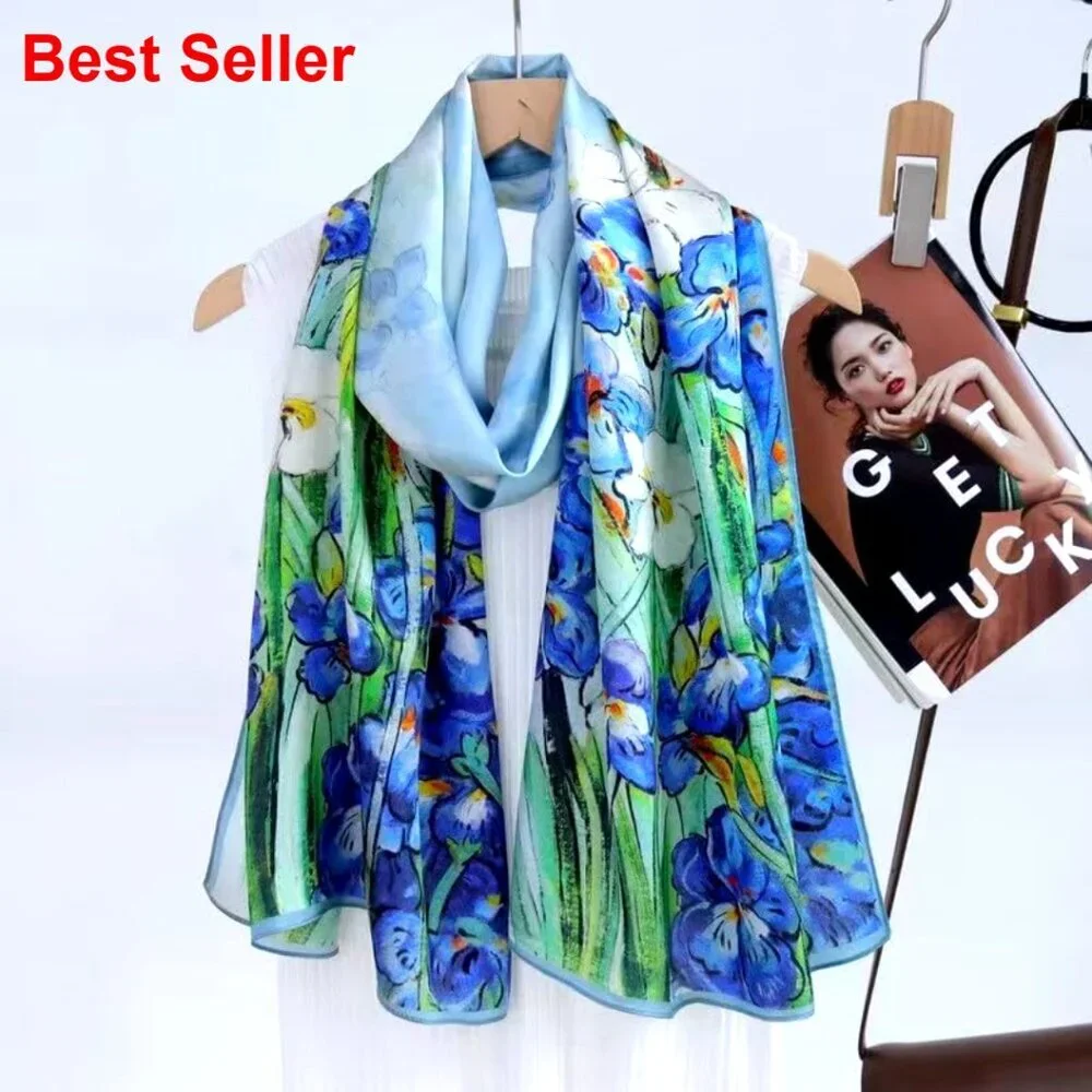 100% Mulberry Silk Long Scarf Large Shawl Head Wrap Neck Scarf